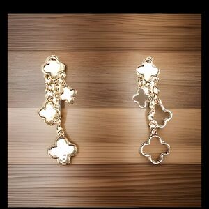 Crown & Ivy Gold Clover Chain Earrings